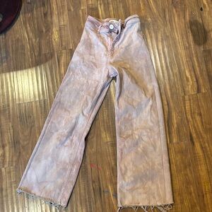 Zara Pink Frayed Hem Jeans